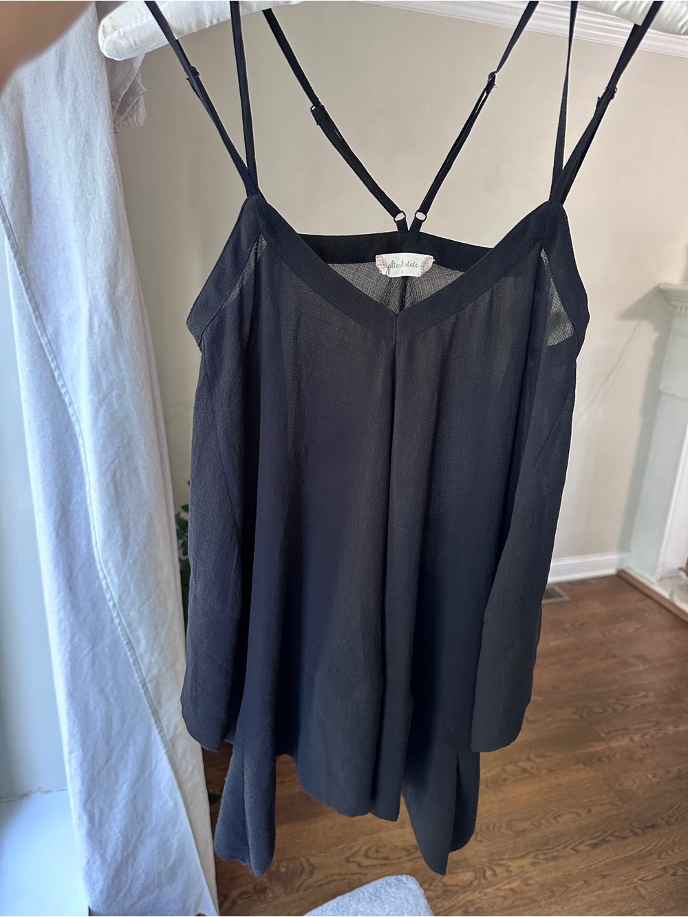 Altar'd State Black Double-Strap Sheer Camisole